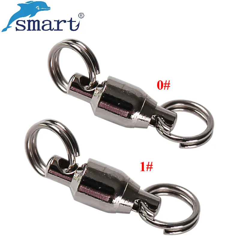 

Smart 50Pcs Stainless Steel Ball Bearing Swivel 0# 1# Test 15kg 20kg Solid Rings Fishing Hook Connector Fishing Tool Accessories