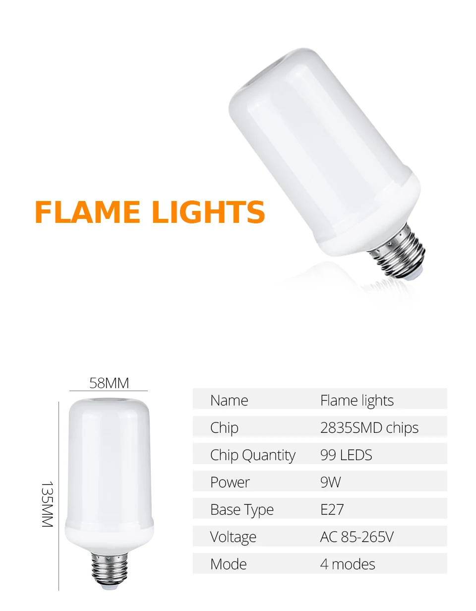 Светодиодный лампы E27 AC 85-265 V тяжести Сенсор динамический огонь лампы 99 светодиодный s синий/желтый светильник с эффектом пламени лампы