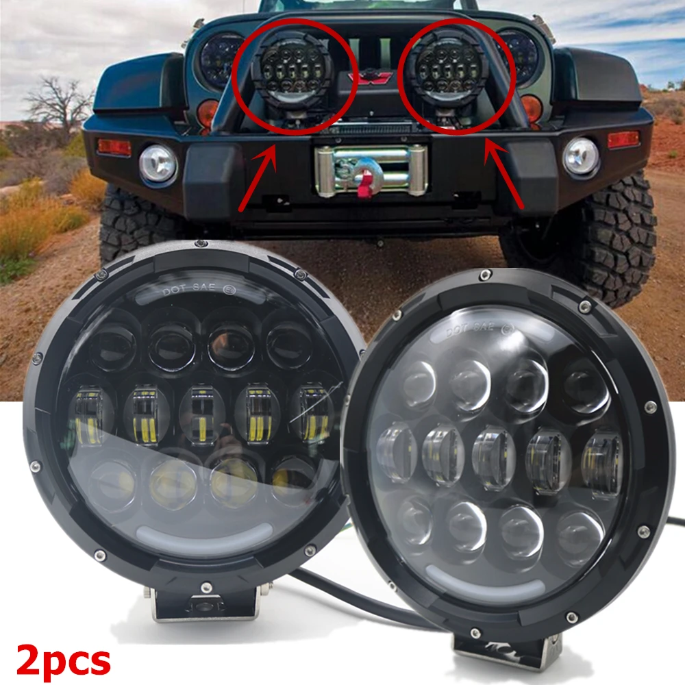 Car Accessories 105W Inch Led Work Light Round Auto 12V 24V Offroad 4WD  4x4 Truck Trailer Front Bumper Hi Low Headlight 2pcs AliExpress