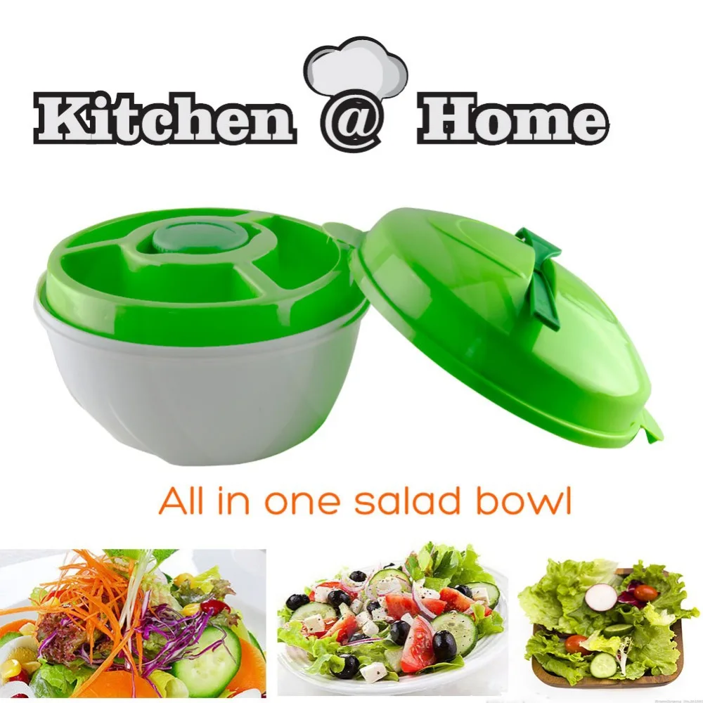Plastic Salad Bowl With Dressing Sauce Cup&Fork Salad to Go Kit or