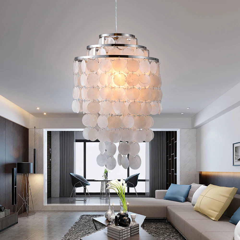 

YWXLight Modern Pendant Light 20CM 30CM 40CM Shell LED Pendant Lamp AC 220V E14 Bulb for Home Restaurant Bedroom LED Lamp