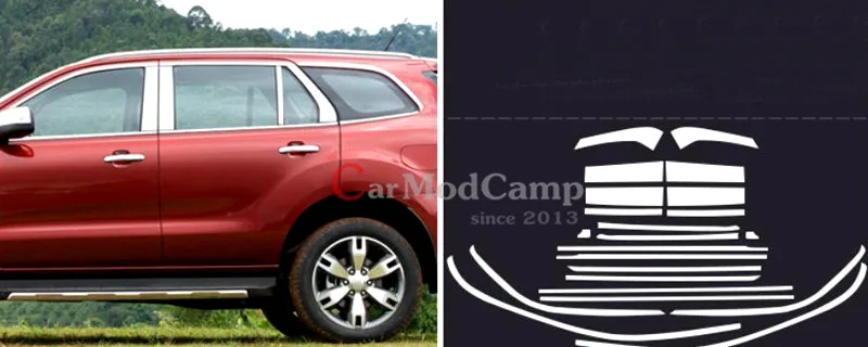 

Stainless Full Window Frame Sill Trim 22pcs For Ford EVEREST SUV 4DR 2015 2016 car styling accessories