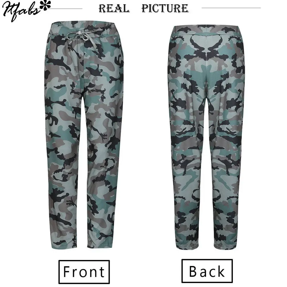 Новое поступление, женские штаны карго с эластичной талией, военные армейские камуфляжные брюки карго, Женские повседневные узкие брюки с карманами