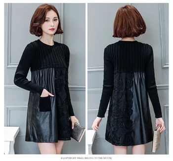 

Women 's large size ladies plus fat to increase lace sweater long sweater dress in autumn and winter skirt