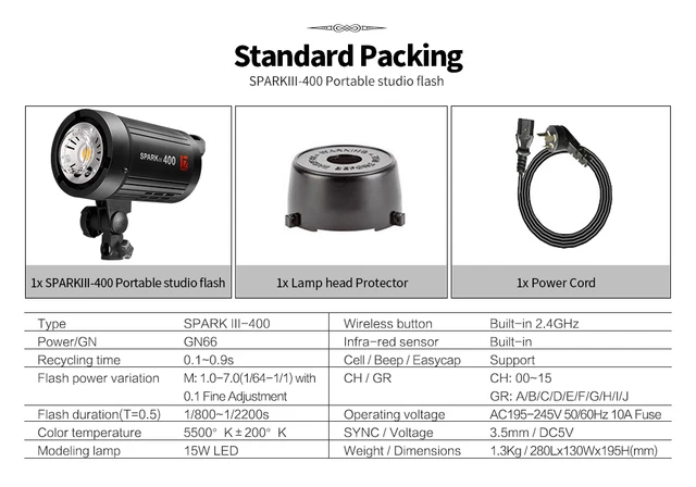 JINBEI SparkIII-400 400W przenośne światło stroboskopowe GN66 z wbudowanym bezprzewodowy odbiornik LED lampa modelująca Studio ślubne komercyjne tanie i dobre opinie Canon Pentax Olympus Sony Hasselblad SAMSUNG Fujifilm mamiya NIKON Leica Gopro Lumix Sigma 5500K+ -200K AC 195-245V 50 60Hz 10A Fuse JINBEI SparkIII-400 400W przenośne światło stroboskopowe GN66 z wbudowanym bezprzewodowy odbiornik LED lampa modelująca Studio ślubne komercyjne tanie i dobre opinie Canon Pentax Olympus Sony Hasselblad SAMSUNG Fujifilm mamiya NIKON Leica Gopro Lumix Sigma 5500K+ -200K AC 195-245V 50 60Hz 10A Fuse