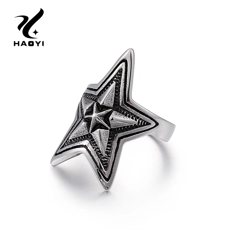 Star Shield Stainless Steel Ring For Men Fashion Personality Hiphop/Rock Party Male Metal Finger Jewelry | Украшения и аксессуары