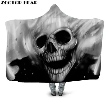 

Hip hop 2019 Fashion Hooded Blanket Skull Anime 3D Printing Woman Bedding Casual Office Quilts Soft Adults Travel Wearable Cloak