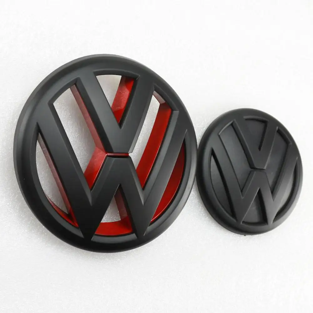 130mm Matt Black Red Front Grill Logo + 100mm Matt Black Rear Trunk Lid Emblem Badge Car Logo for Volkswagen Jetta MK6 2011 2014|Emblems|   - AliExpress