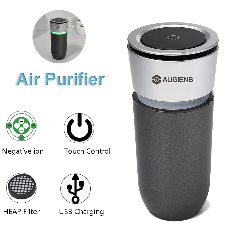 

AUGIENB Car Air Purifier 12V Mini Auto Fresh Air Anion Purifier Car Charger Auto Mist Maker Pm2.5 Eliminator Cup for Car Home
