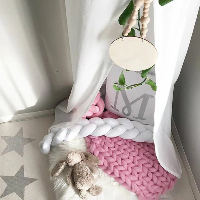 Кровать для новорожденных бампер для детской комнаты декор защита для кроватки соска игрушка чистый цвет ткачество узел для детей