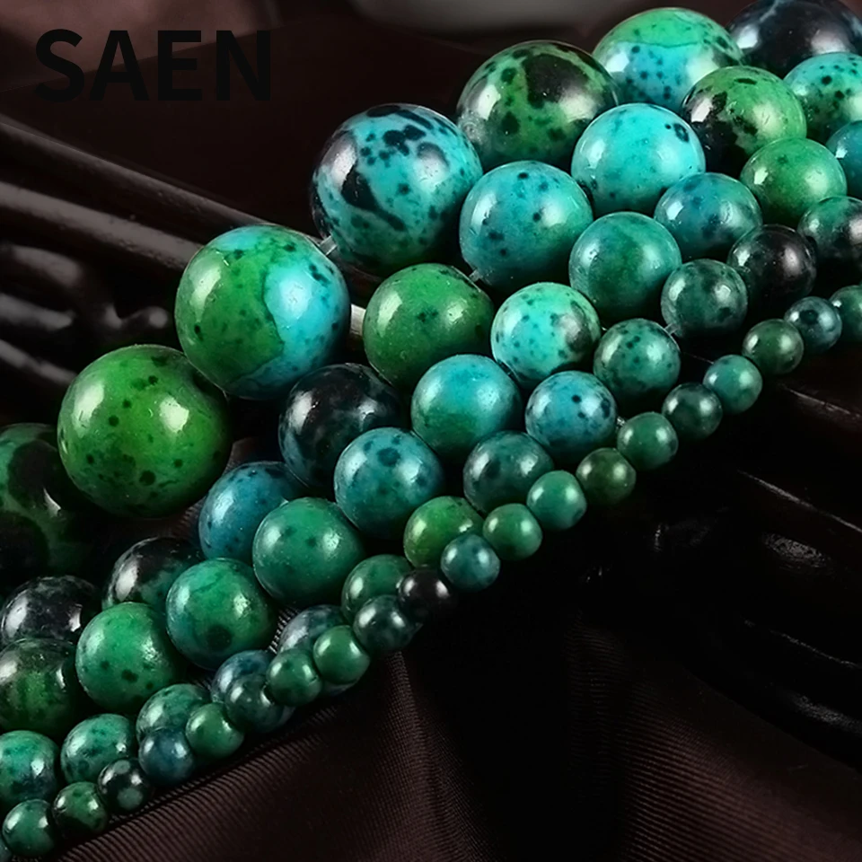 Саен тёмные высококачественные зеленый Fynchenite Камень Феникса бусины для самостоятельного изготовления ювелирных изделий браслет 4681012 14 мм