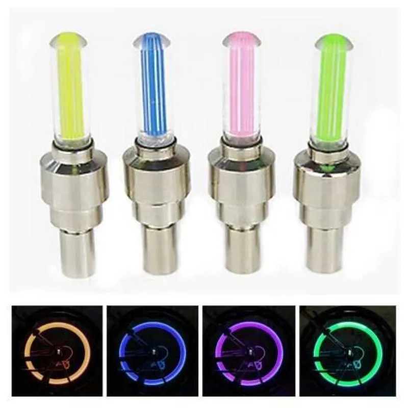 Gracefulvara 2 Pairs Tyre Wheel Valve Cap Led Light for Bike Bicycle Motorbicycle