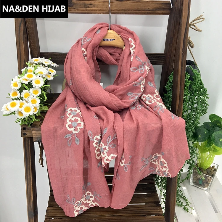 20pc NEW embroidery scarf elegant white embroider flower women scarves