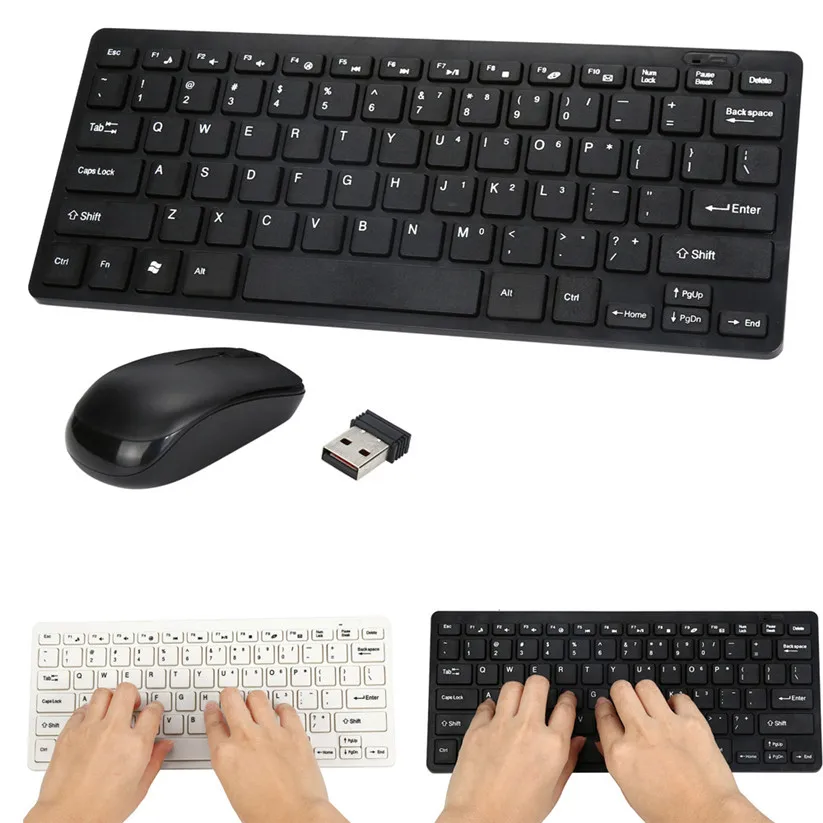 Binmer Keyboards Ultra Slim 2.4GHz Wireless Keyboard With Mouse Mice Kit Set For PC Computer New td1228 Dropship