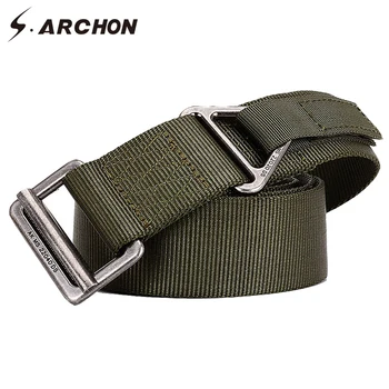 

S.ARCHON Nylon Steel Military Waist Belts Men Alloy Buckle Thicken Emergency Survival Heavy Duty Combat Army Tactical Belts Male