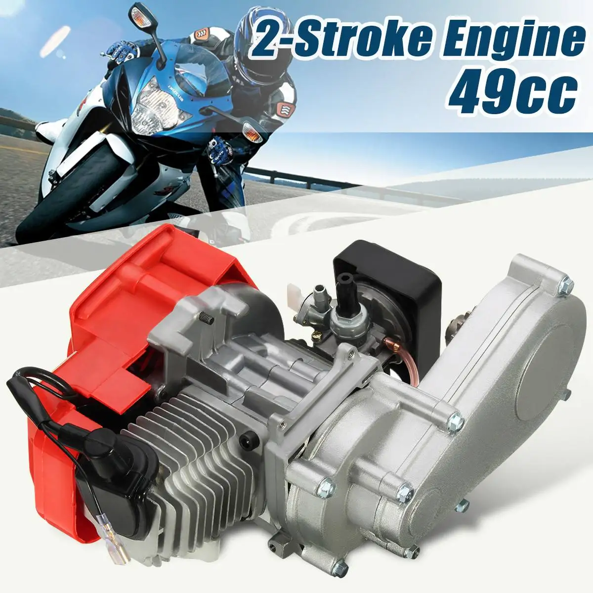 

49cc 2 Stroke Engine With Air Filter Carb T8F 14T Gear Box For Mini Dirt Bike ATV Quad