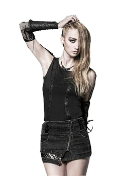 

Punk steampunk personality hollow out iron chain short women jeans skirt