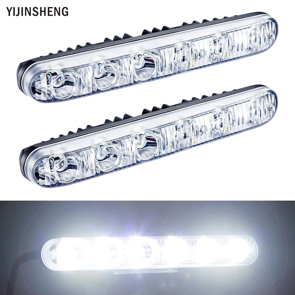 2 PCS 12v 6 LED Daytime Running Light Waterproof Universal DRL Kit Day Light Auto Driving