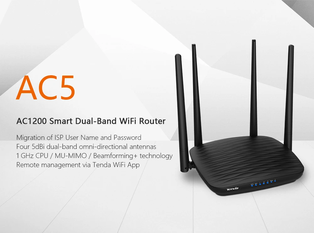 Tenda AC5 AC1200 маршрутизатор 5dBi антенны Wifi ретранслятор 2,4 ГГц 5 ГГц Двухдиапазонные роутеры приложение управление Wifi с английским интерфейсом