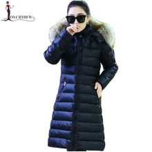 Зимняя Новинка, большой размер, утолщенная Женская хлопковая куртка средней длины с перьями, однотонная женская верхняя одежда с меховым воротником и капюшоном, Ly0089