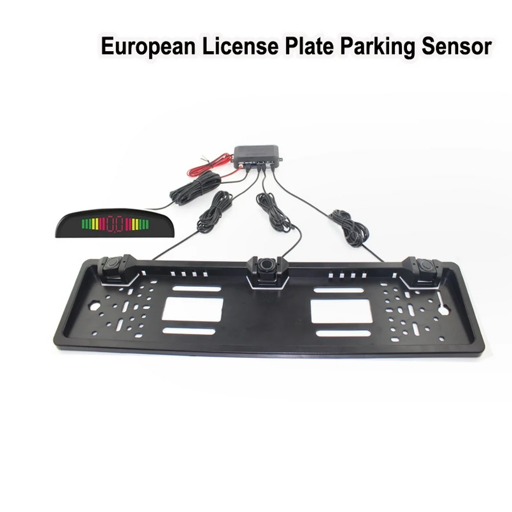 

Car European License Plate Monitor System Reversing Parking Radar 3 Sensors Kit European Card Digital Reversing Radar