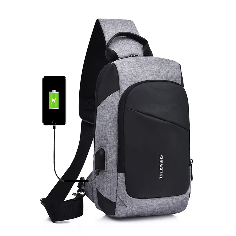 

Multifunction Crossbody Bags Men USB Charging Chest Pack Short Trip Messengers Chest Bag Water Repellent Shoulder Bag Male