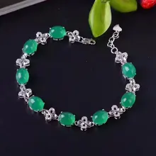 Верность естественно 7*9 мм зеленый халцедон браслет S925 серебро элегантный ювелирных украшений для женщин натуральный зеленый камень