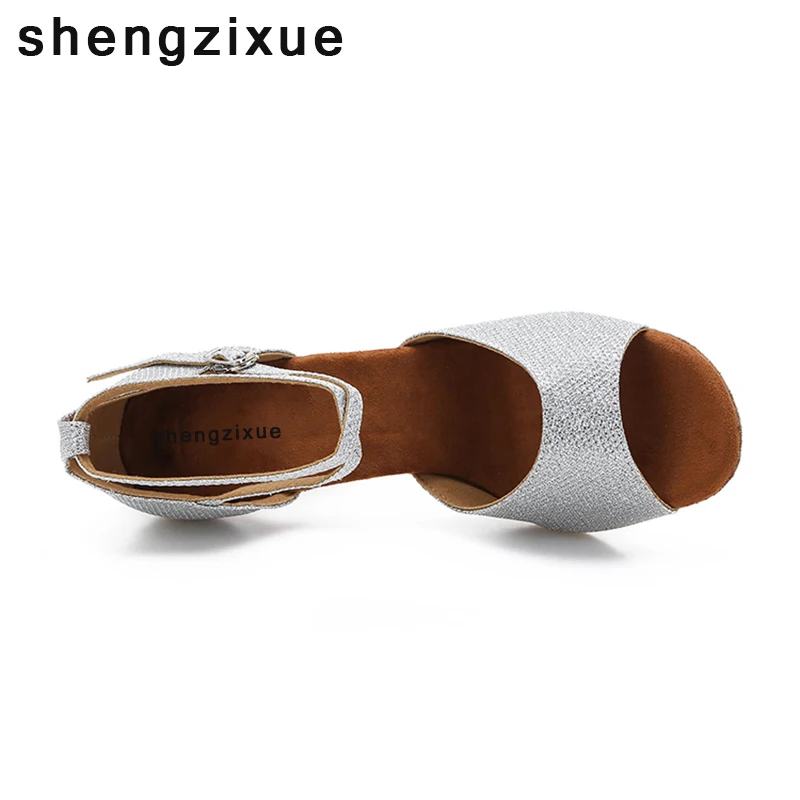 Shengzixue 2018 Новое поступление Size4.5 12 Высота каблука 7 5 см/8 см золотая серебряная
