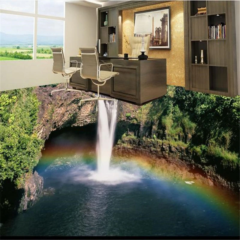 beibehang-papel-de-parede-customized-3d-pvc-flooring-waterproof-Rainbow-Falls-landscape-wallpaper-3d-floor-tiles (1)