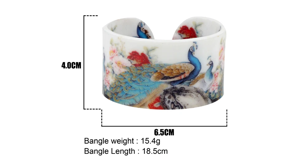 Bonsny пластиковый Китайский классический павлин живопись браслеты Модные Винтажные ремесленные ювелирные изделия для женщин девочек дамы подарок