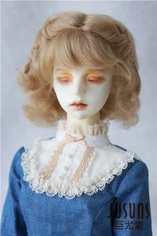 

JD249 1/3 mohair doll wigs SD Double braids short curly wig 8-9 inch doll accessories