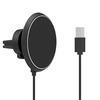 

SOONHUA 360 Degree 5V Black Magnetic Wireless Phone Charger Car Air Vent Center Console Mount Phone Holder Stand For QI Phones