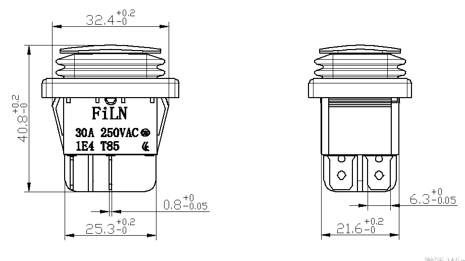 drawing of rocker switch