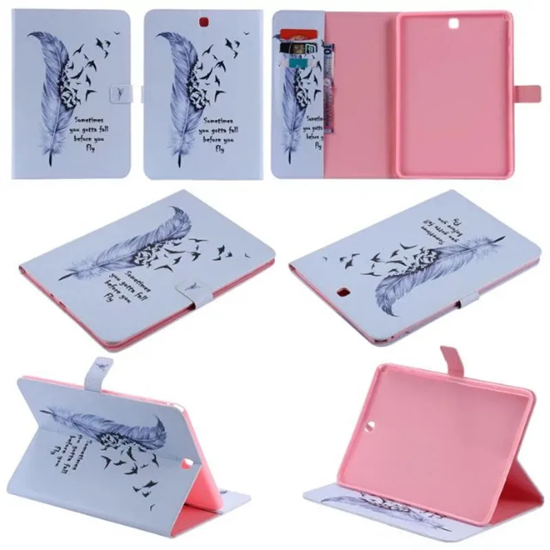 

Fashion Stand PU Leather Case For Samsung Galaxy Tab A 9.7 inch SM T550 T551 T555 Painted Cat Horse Tree tablet Shell Cove