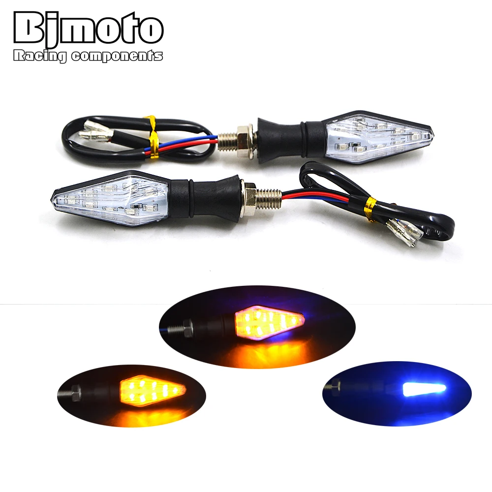 2 PCS Universal Motorcycle LED Turn Signal Light Waterproof Amber And Blue Color 12 Led SMD Indicator Blinker Flash Bike Lamp