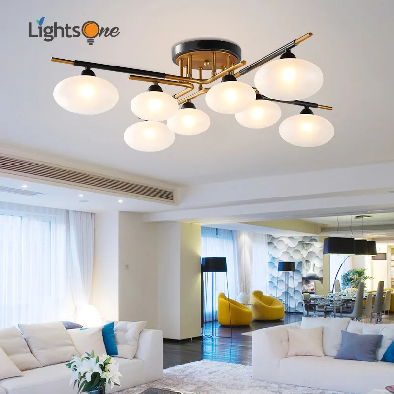 

Postmodern living room LED glass ceiling lamp simple atmosphere bedroom creative personality restaurant ceiling light
