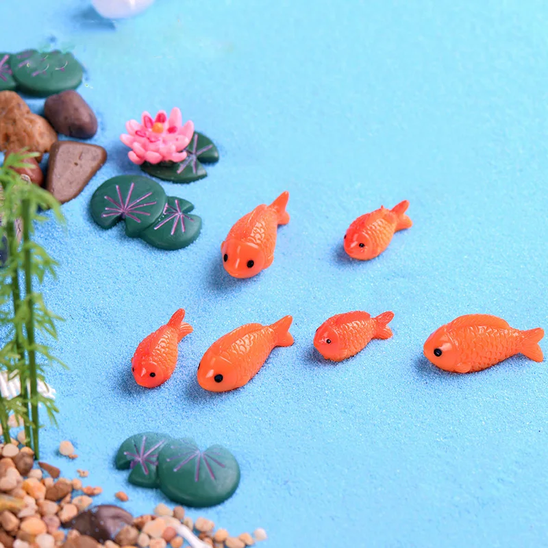 8pc/lot Red Fish miniature figures decorative fairy garden animals