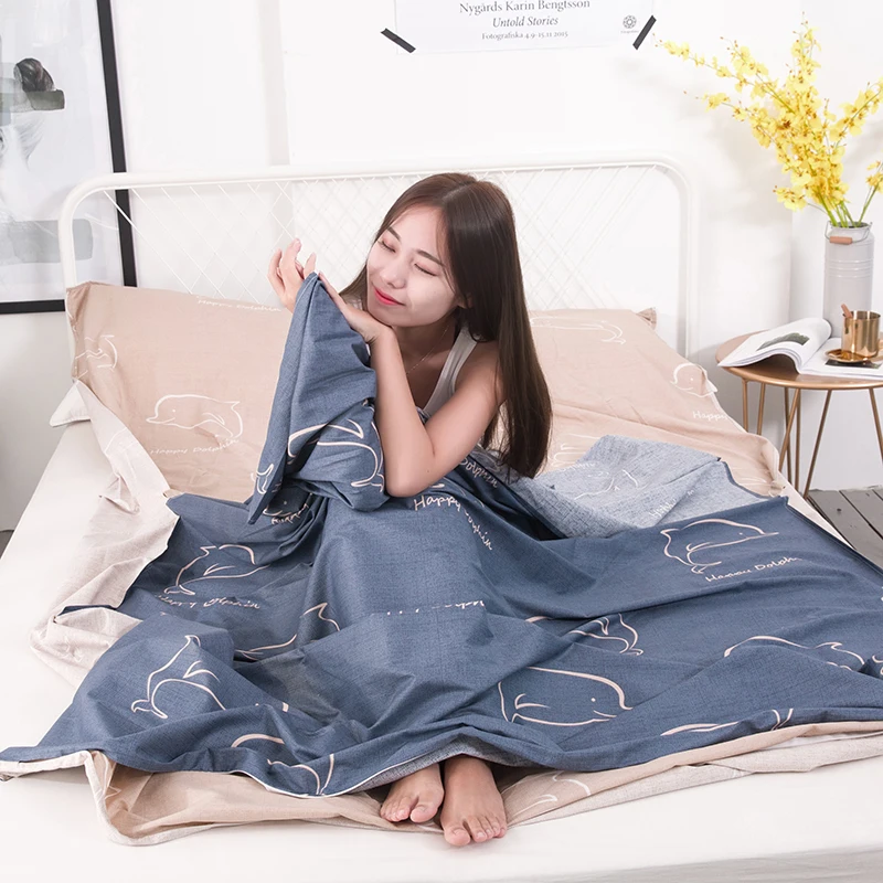 VILEAD 180*230 cm Portable Travel Sleeping Bag Pure Cotton Two-sided Prevent Dirty for Single Double with Belt Tourism Outdoor