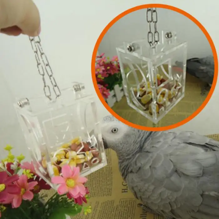 Мода попугаи кормушка подвесная игрушка для кормления птицы колокольчик кормушка цепь круглая квадратная кормушка для птиц FP8 JY13