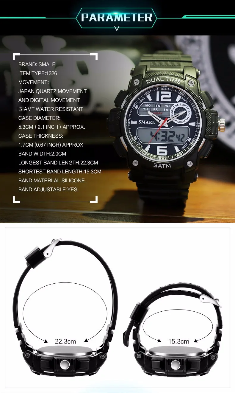 Relógios Para Homens Choque PU Pulseira de