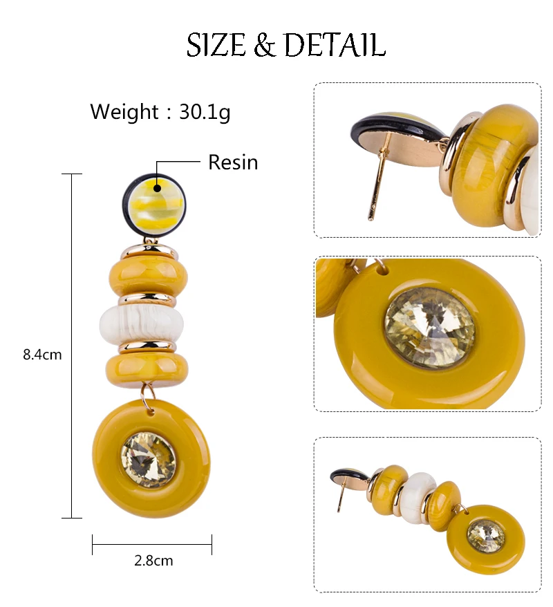 GUANLONG Classic Drop Earrings for Women Acrylic Earrings Female Statement Long Round Dangling Fashion Elegant Resin Earring (1)