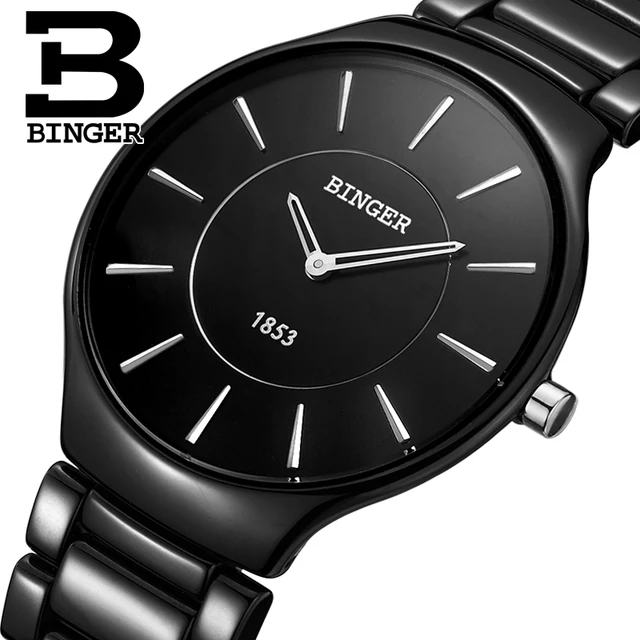 Genuine Luxury Brand Mens watch ceramic Women quartz table BINGER slim and styli Genuine Luxury Brand Mens watch ceramic Women quartz table BINGER slim and styli