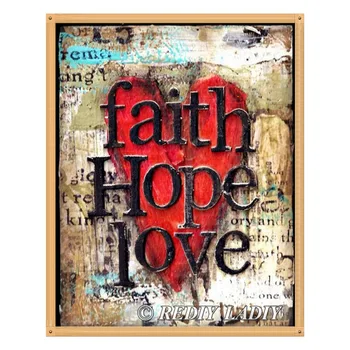 

REDIY LADIY Square Drill Diamond Painting Faith Hope Love Diamond Embroidery Rhinestones Mosaic Cross Stitch Home Decor Crafts