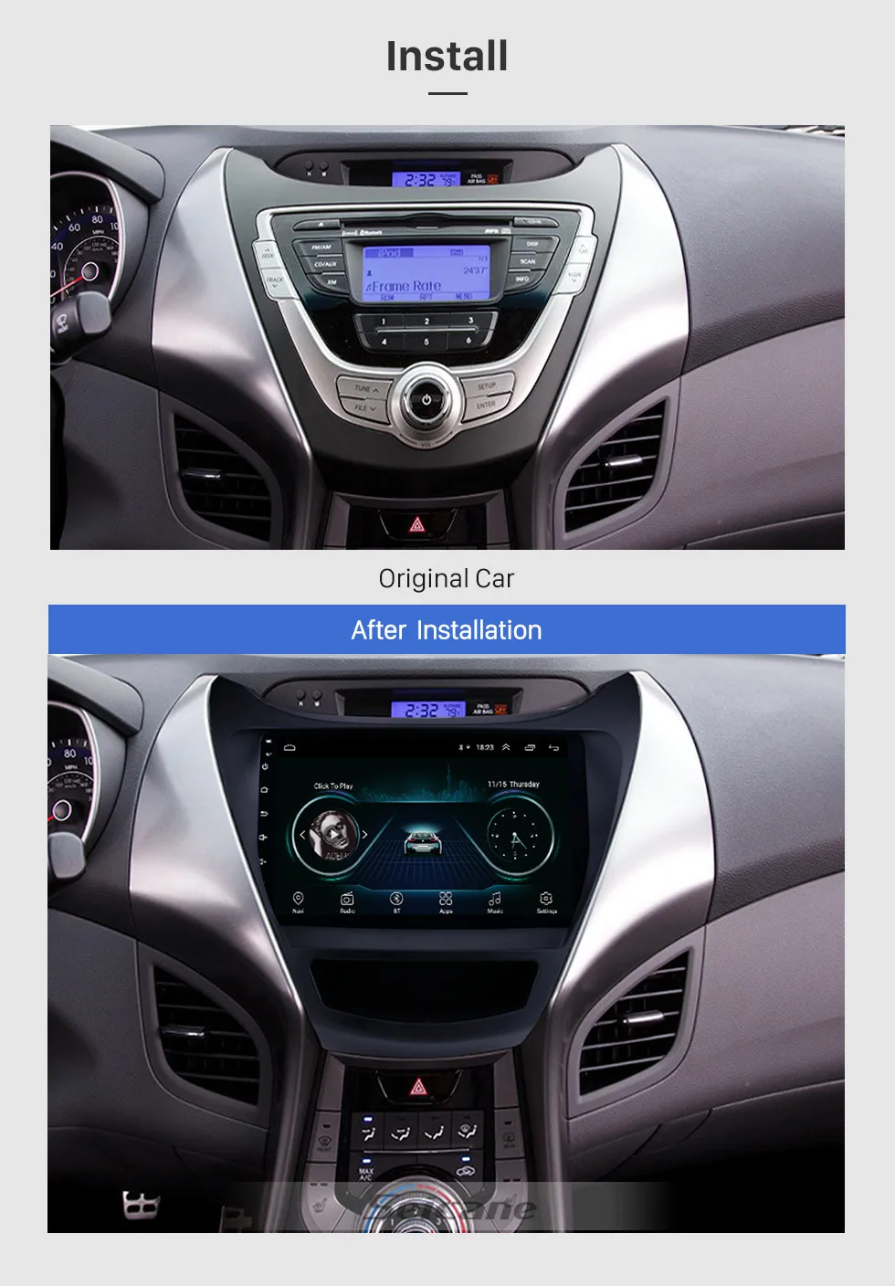 Seicane Android 8,1 " gps навигация 2din Автомагнитола для hyundai Elantra 2011 2012 2013 с 1080P DVR управление рулевым колесом