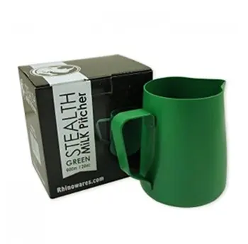 

Click to view larger image Rhinowares - Stealth Green Teflon Milk Pitcher 12oz / 360ml