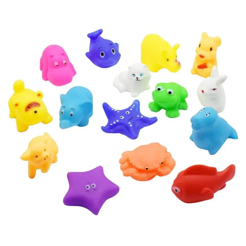 Милые Мультяшные животные детские купальные игрушки Дети поплавок сжимаемые мягкие резиновые игрушки антистрессовые животные сжимаемые Игрушки для ванны мягкие игрушки - Цвет: random 1pc