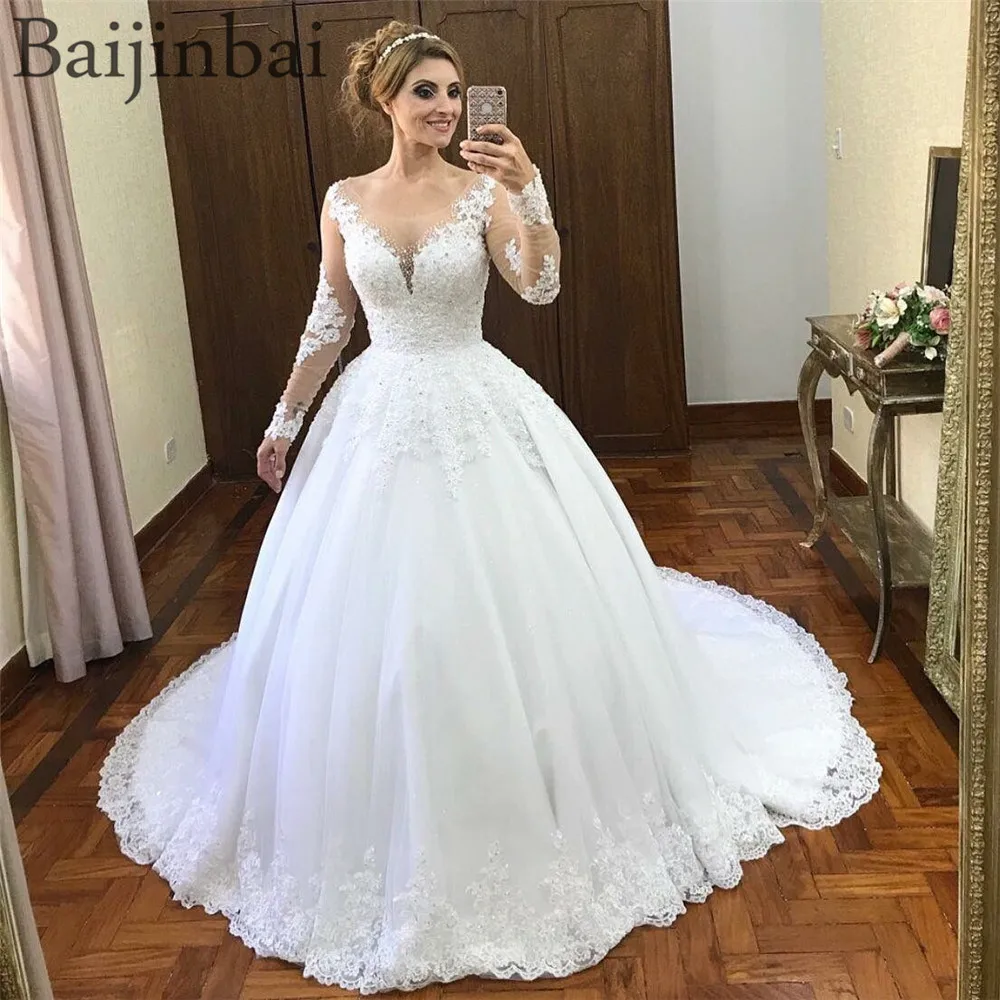 Baijinbai vestido de noiva Elegant Lace Ball Gown Wedding Dresses 2019 ...