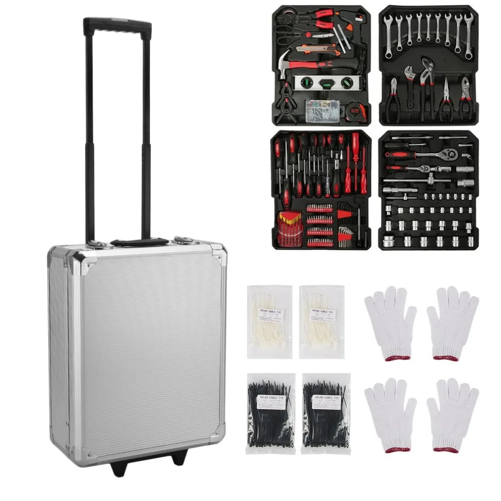 

699pcs Organize Manual Trolley Case Home Auto Repair Car Care Maintenance Hardware Mobile Tool Box Set Workshop Equipment
