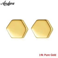 Новые простые серьги-гвоздики 14 k желтого золота в форме T для женщин, роскошные ювелирные изделия для свадебной вечеринки Brincos