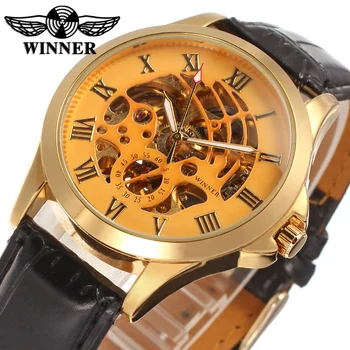 

Hot Sale Winner WRG8034M3G2 Automatic dress skeleton watch casual wristwatch for men top quality best gift free shipping